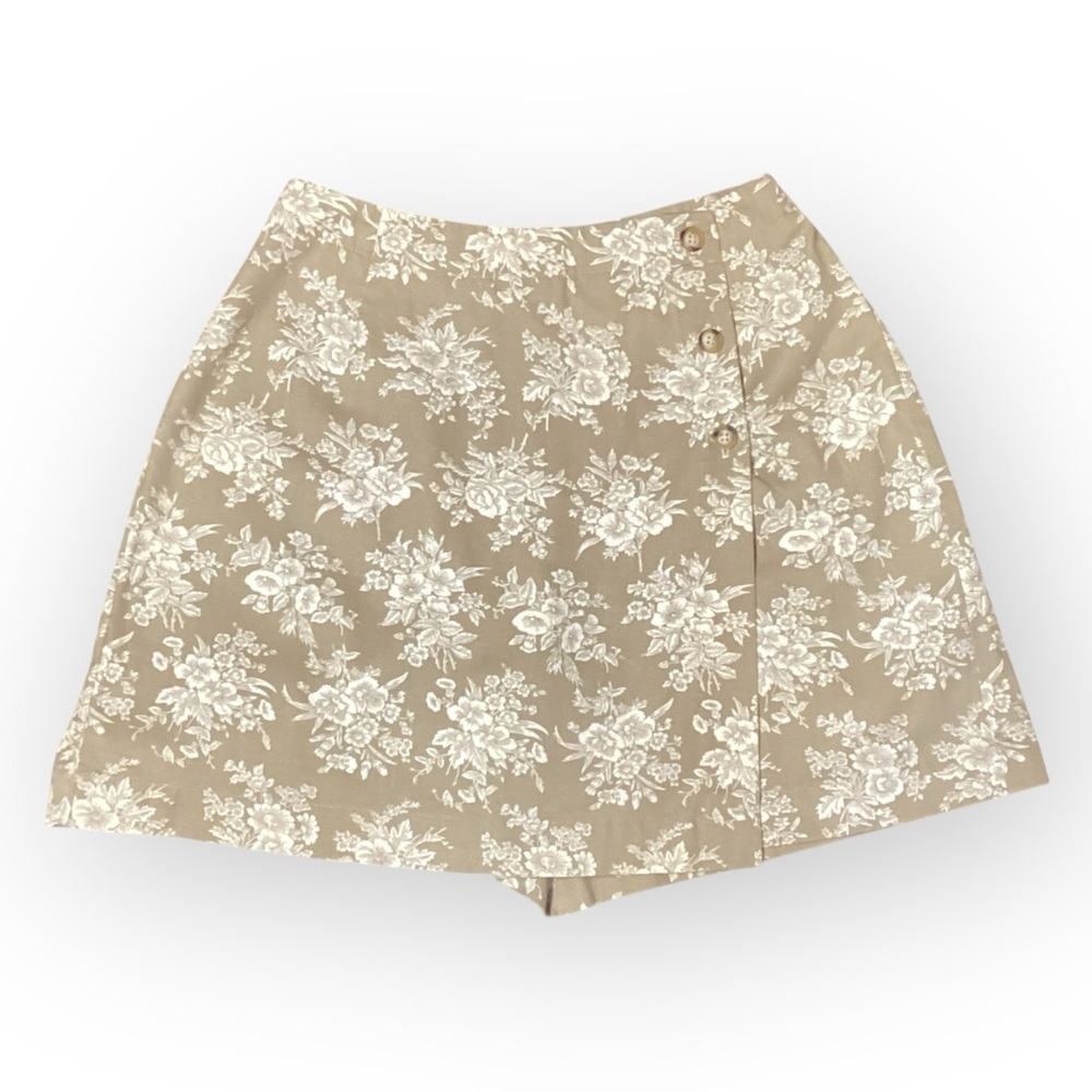 Vintage Van Heusen Tan and Cream Floral Skort 100% Cotton